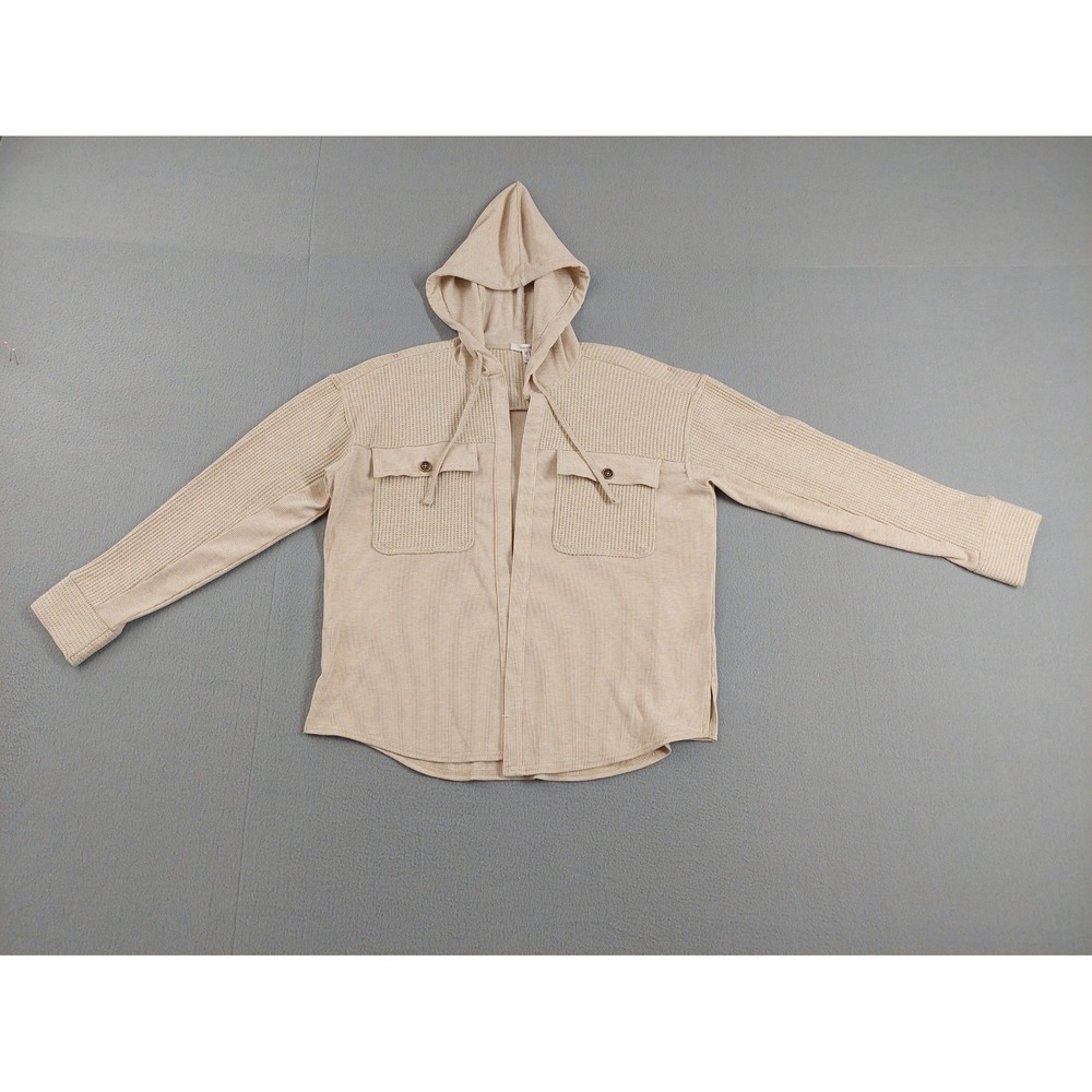 Maurices Women Jacket M Beige Drawstring Hoodie Pockets Long Sleeve Outdoor Coat